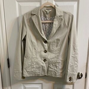 L.L. Bean Cotton Light Beige Three Button Blazer Jacket Women’s Size 8 Fall